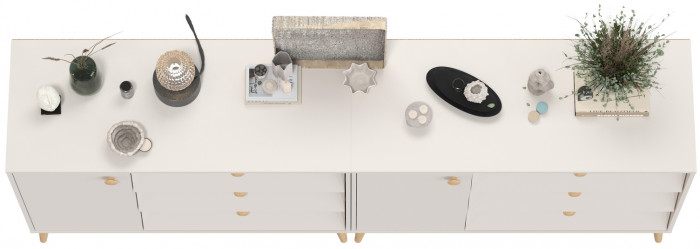 Афина Спальня Комод с дверкой и тремя ящиками х 2, кашемир серый