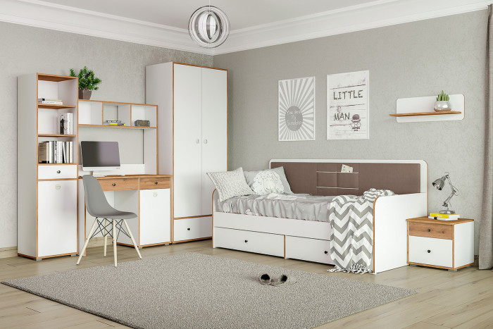 Вуди 13.161 Надстройка на стол, белый премиум/дуб крафт золотой