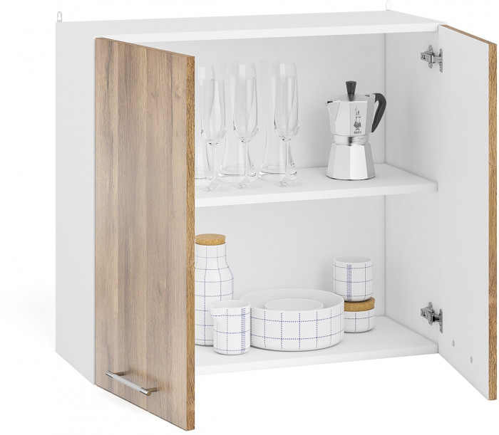 Кухня Мебель--24 ШВ800 Шкаф 80 см., цвет корпус белый/фасад МДФ дуб вотан, ШхГхВ 80х32х72 см.