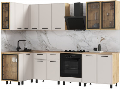 Кухня Бьянка 1,2х2,8м, Крафт золотой/Кашемир