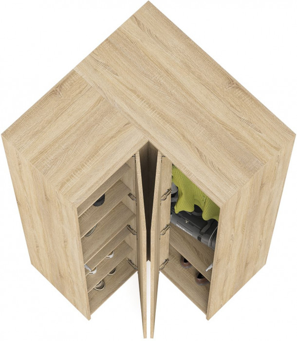 Мори Шкаф угловой МШУ960.1, цвет дуб сонома, ШхГхВ 96,4х96,4х209,6 см.