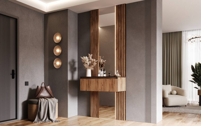 Тумба с зеркалом со шкафом 2-х ств.(800) Норд, Дуб крафт (Кромка ВЕНГЕ)