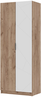 ОРЕГОН ШК 02 Шкаф 2х-створчатый (800х2100х500) Фасад МДФ БЕЛЫЙ СУПЕРМАТ,ДУБ КРАФТ ТАБАЧНЫЙ/Корпус ДУБ КРАФТ ТАБАЧНЫЙ