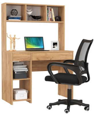 Стол компьютерный Комфорт 12.77F + кресло 103 чёрное, цвет дуб крафт золотой, ШхГхВ 100х49,8х147 см., универсальная сборка