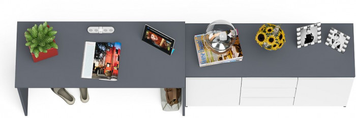 Мори письменный стол МСП1200.1 + Комод МК1200.3, графит/белый