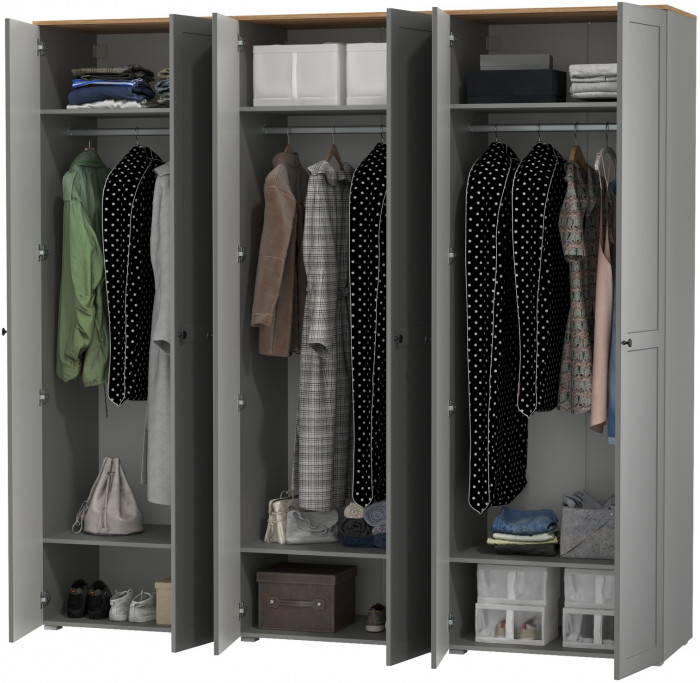 Остин 13.224 Шкаф 3 шт., серый графит/дуб крафт золотой