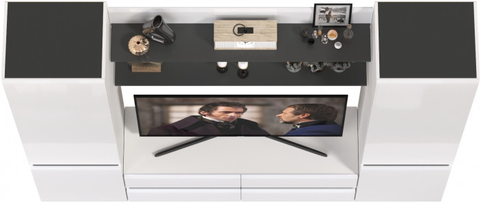 Сидней Комплектация № 067, корпус: белый/чёрный/фасады: МДФ белый глянец