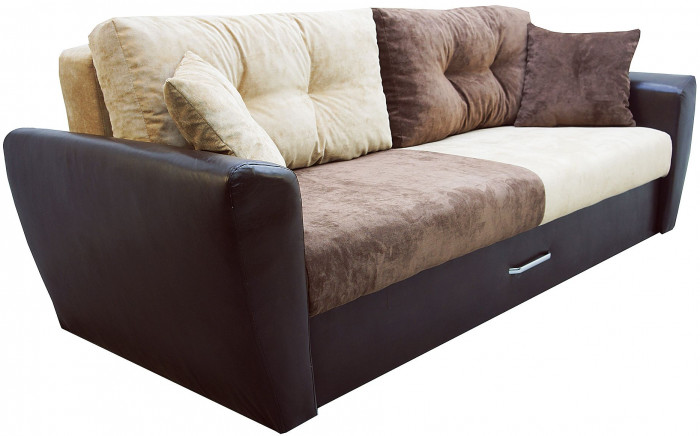 Диван-кровать Амстердам Люкс, 160х195, еврокнижка, независимый пружинный блок, велюр/экокожа, комби
