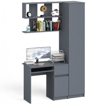 Мори компьютерный стол МС-1 правый + Пенал МШ400.1 + Полка 900, графит