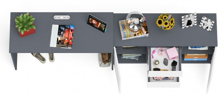 Мори письменный стол МСП1200.1 + Комод МК1200.3, графит/белый