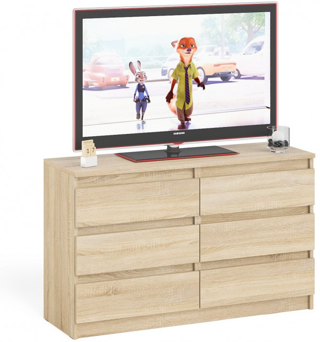 Мори Комод МК1200.6, цвет дуб сонома, ШхГхВ 120,4х41х73 см.