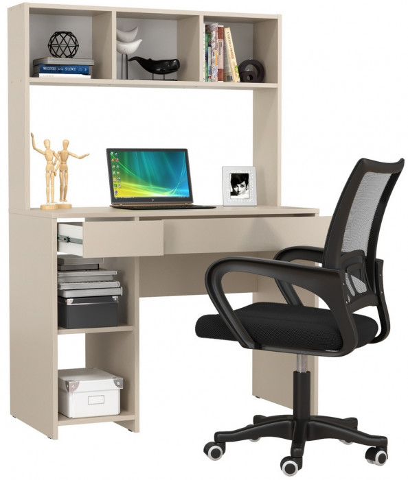 Стол компьютерный Комфорт 12.77F + кресло 103 чёрное, цвет сатин, ШхГхВ 100х49,8х147 см., универсальная сборка