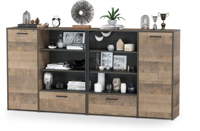 Трувор 13.307.01 Комод + 13.307.01 Комод, цвет дуб гранж песочный/интра, ШхГхВ 218х36,9х106,9 см., универсальная сборка