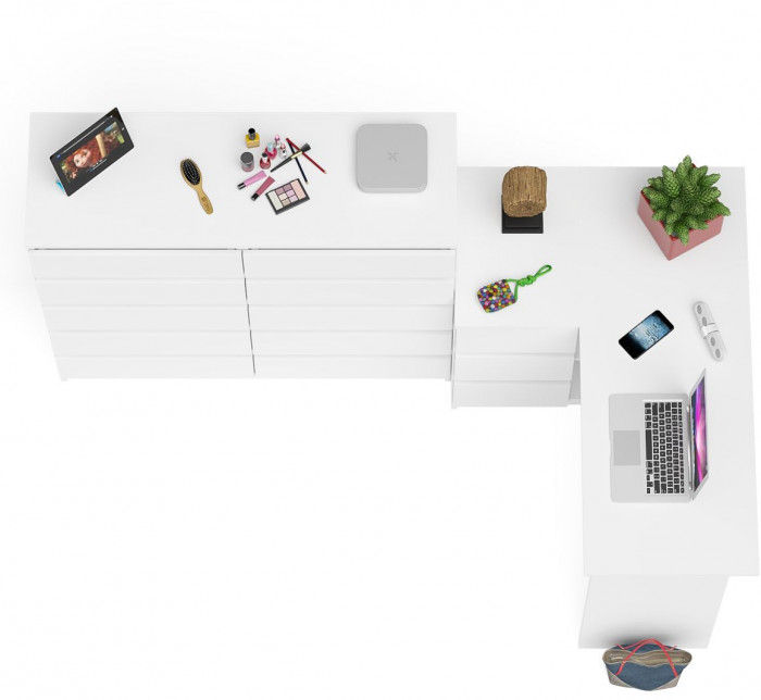 Мори компьютерный стол МС-16 левый + Комод МК1200.10, белый