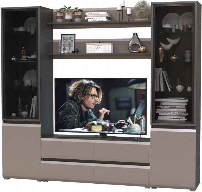 Сидней Комплектация № 068, корпус: антрацит/фасады: МДФ веллюто капучино