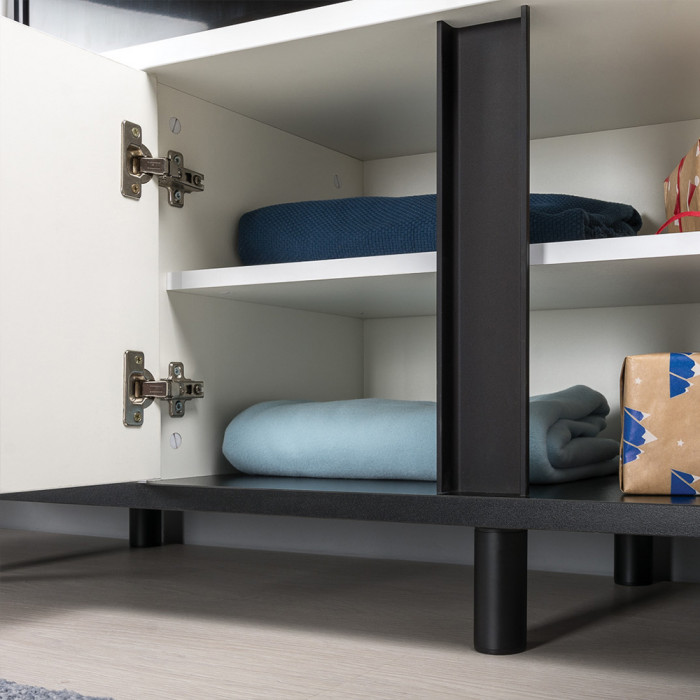 Валенсия Спальня № 25, ЛДСП белый шагрень/чёрный/МДФ белый шагрень