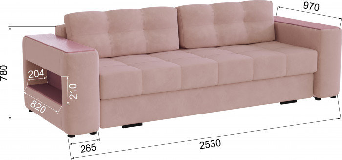 Диван раскладной Доро, пыльная роза/мдф пудра