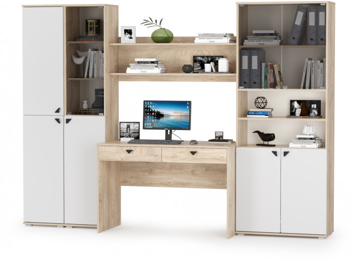 Бостон № 44, дуб эндгрейн элегантный/фасады МДФ милк рикамо софт