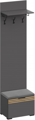Нао Вешалка-Прихожая с тумбой В-4006, Графит/Графит, Дуб Вотан