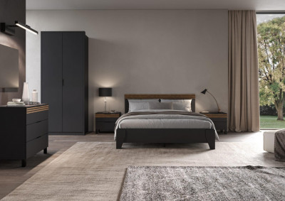 Модульная спальня Нао, набор №1, Графит/Профиль МДФ Дуб вотан