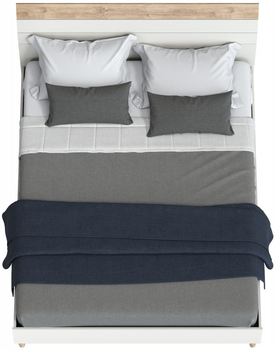 Муссон 11.41 Кровать БЕЗ ортопеда, цвет белый/дуб эндгрейн элегантный, ШхГхВ 165,6х221,7х103 см., сп. м. 1600х2000 мм., б/м, б/о