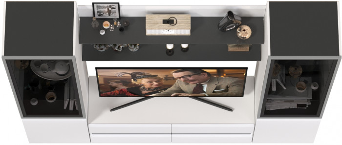 Сидней Комплектация № 068, корпус: белый/чёрный/фасады: МДФ белый глянец