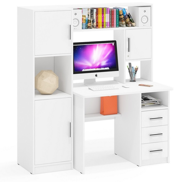 компьютерный стол С-МД-СК9+Пенал С-МД-СК9П, белый шагрень