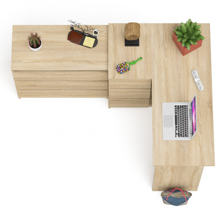 Мори компьютерный стол МС-16 левый + Комод МК800.1, дуб сонома