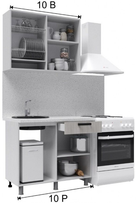 Кухонный гарнитур Нагано 1,0м Ясень Анкор Светлый