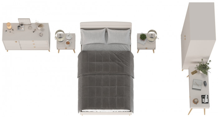 Афина Спальня 01-1200, цвет кашемир серый, сп.м. 1200х2000 мм., б/м, основание есть - фанера