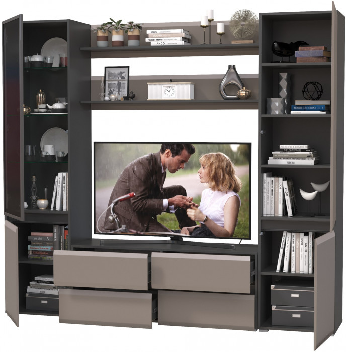 Сидней Комплектация № 069, корпус: антрацит/фасады: МДФ веллюто капучино