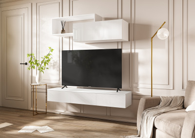 Норд Модульная Гостиная, вариант №2, Белый глянец/Белый