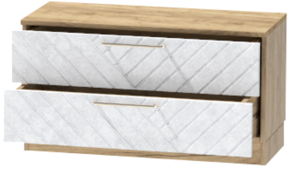 Тумба-5 прикроватная напольная "Иннэс-7", Крафт золотой/Бетон снежный