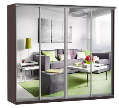 Шкаф купе Модерн 2362х600 4-х дверный 3-х секционный зеркальный венге