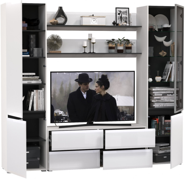 Сидней Комплектация № 069, корпус: белый/чёрный/фасады: МДФ белый глянец