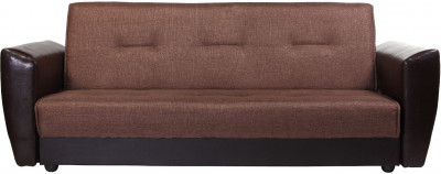 Диван-кровать Амстердам, 140х190, книжка, пружинный блок, рогожка/экокожа, коричневый