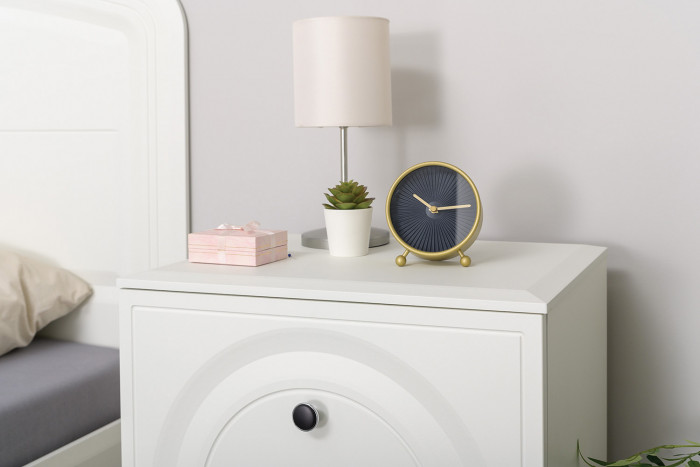 Валенсия Спальня № 35, ЛДСП белый шагрень/чёрный/МДФ белый шагрень