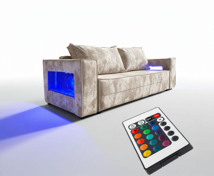 Диван-кровать Лофт Люкс Плюш с подсветкой, еврокнижка, независимый пружинный блок, 140х195, бежевый