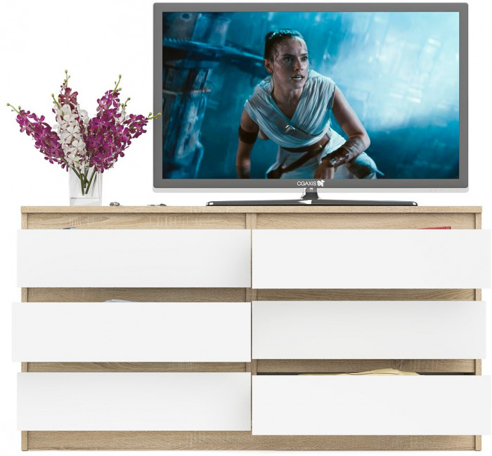 Мори Комод МК1380.6, дуб сонома/белый