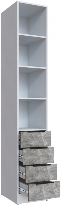 Шкаф Мадрид (0,4) с 4 ящ., Белый/Ателье светлое