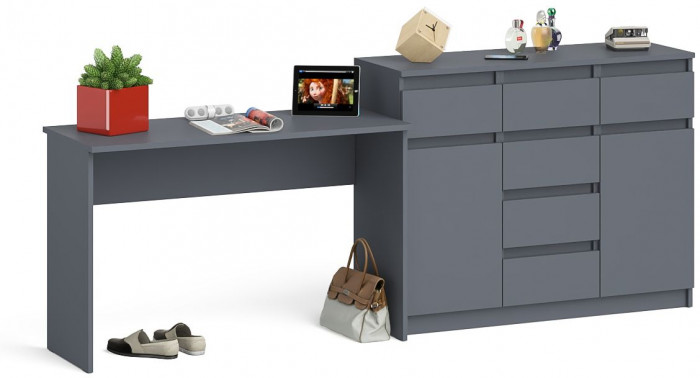 Мори письменный стол МСП1200.1 + Комод МК1200.4, графит