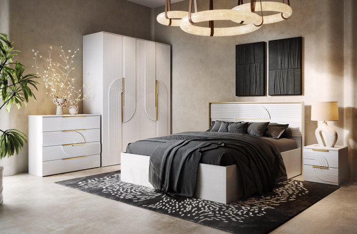 Кровать 180х200 "Монтиз" с подъемным основанием - Белый текстурный/Корунд джелато