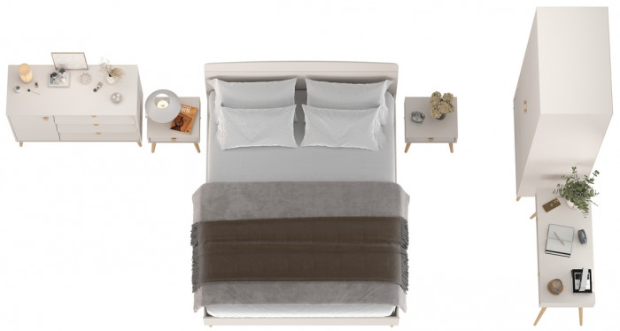 Афина Спальня 01-1600, цвет кашемир серый, сп.м. 1600х2000 мм., б/м, основание есть - фанера