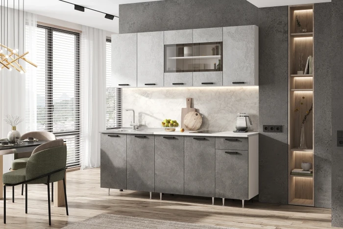 ЛДСП Кухня Рио NEW 2,0м бетон светлый/бетон темный