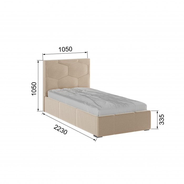 Манука Кровать интерьерная 900 бежевый, ортопед