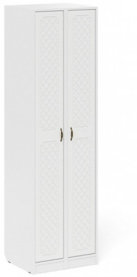 Прихожая П-6-500 Пенал + Пенал, цвет белая шагрень/фасады МДФ белое дерево фрезеровка ромб, ШхГхВ 60х50х210 см., универсальная сборка