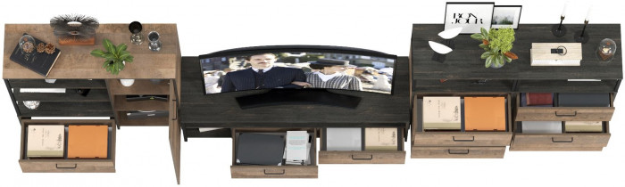 Трувор Гостиная 106, цвет дуб гранж песочный/интра, ШхГхВ 390,8х45,4х106,9 см., универсальная сборка