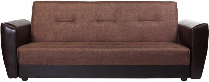 Диван-кровать Амстердам, 140х190, книжка, рогожка/экокожа, коричневый