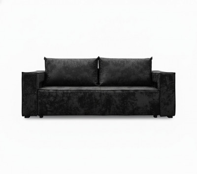 Диван-кровать Лофт Люкс Плюш с подсветкой, еврокнижка, пружинный блок, 140х195, черный