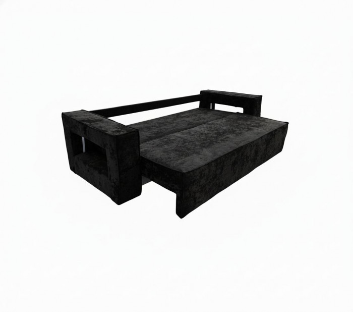 Диван-кровать Лофт Люкс Плюш с подсветкой, еврокнижка, пружинный блок, 140х195, черный